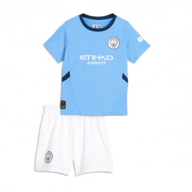 Fotbalové Dres Manchester City Erling Haaland #9 Dětské Domácí 2025-26 Krátký Rukáv (+ trenýrky)